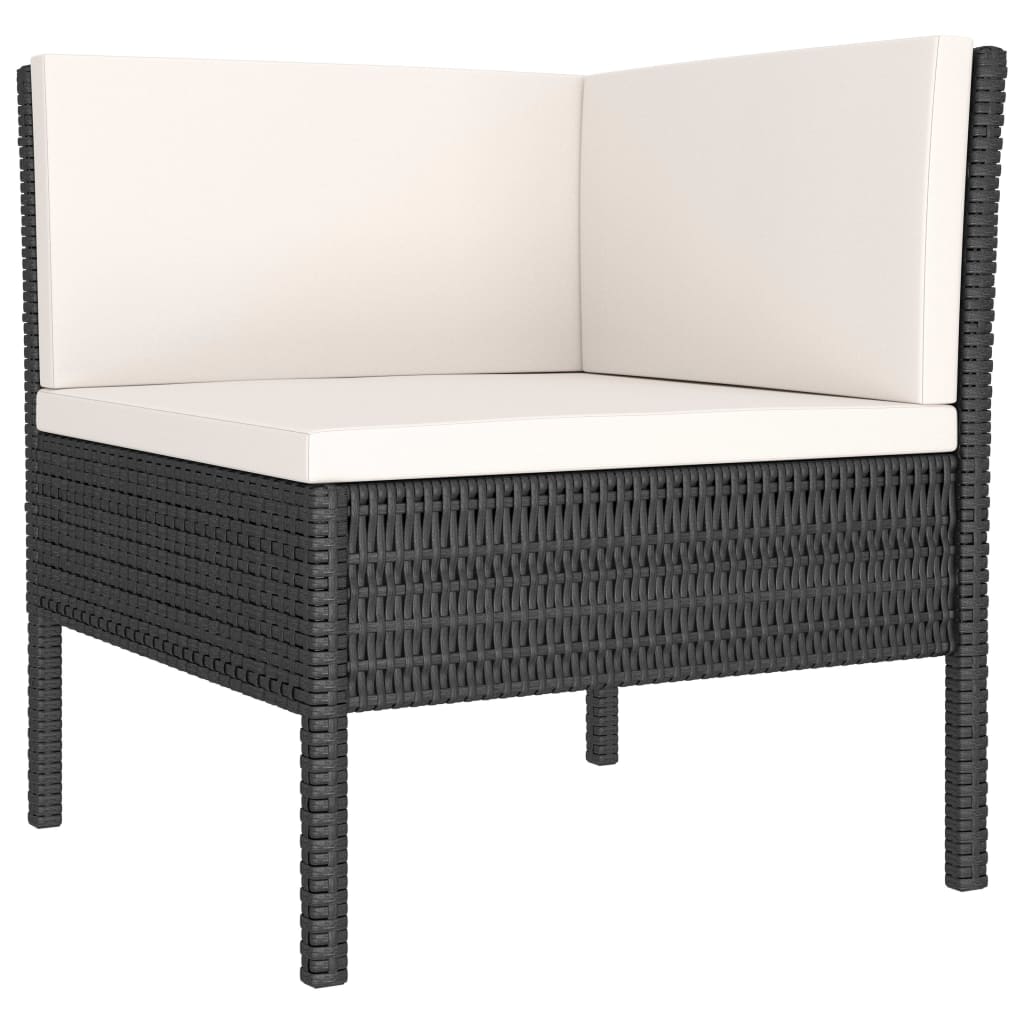 Set Divani Da Giardino 9 Pz Con Cuscini In Polyrattan Nero