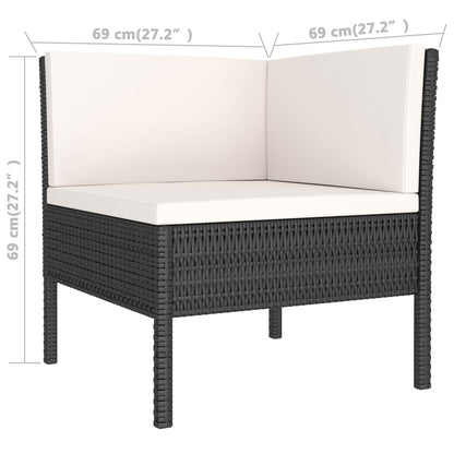 Set Divani Da Giardino 9 Pz Con Cuscini In Polyrattan Nero