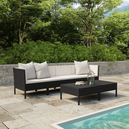 Set Divani Da Giardino 9 Pz Con Cuscini In Polyrattan Nero