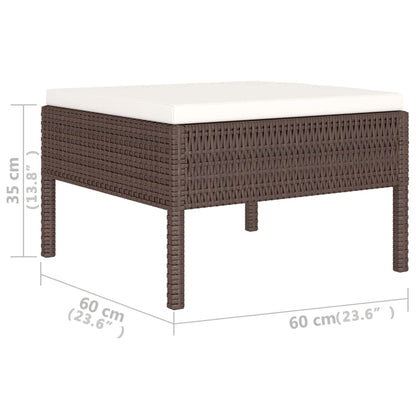 Set Divani Da Giardino 6 Pz Con Cuscini In Polyrattan Marrone