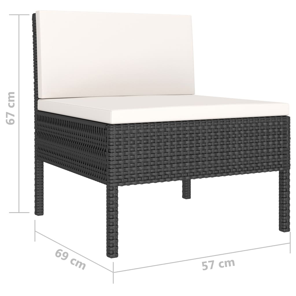 Set Divani Da Giardino 6 Pz Con Cuscini In Polyrattan Nero