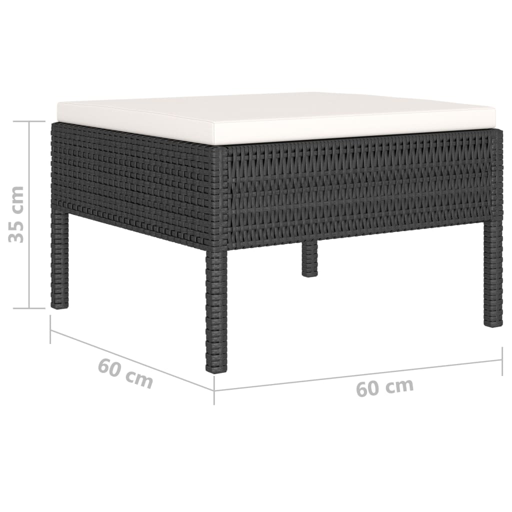 Set Divani Da Giardino 6 Pz Con Cuscini In Polyrattan Nero