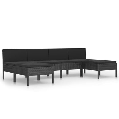 Set Divani Da Giardino 6 Pz Con Cuscini In Polyrattan Nero