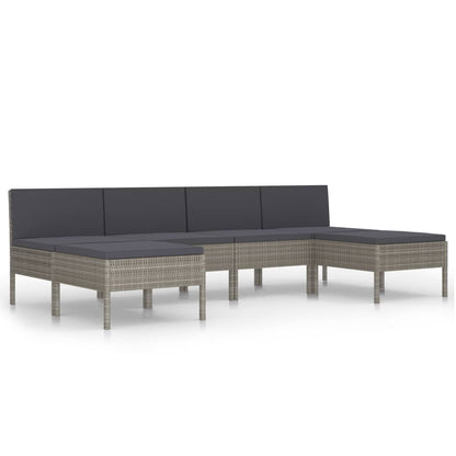 Set Divani Da Giardino 6 Pz Con Cuscini In Polyrattan Grigio