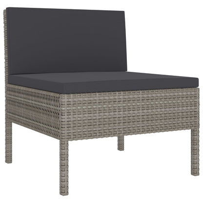 Set Divani Da Giardino 6 Pz Con Cuscini In Polyrattan Grigio