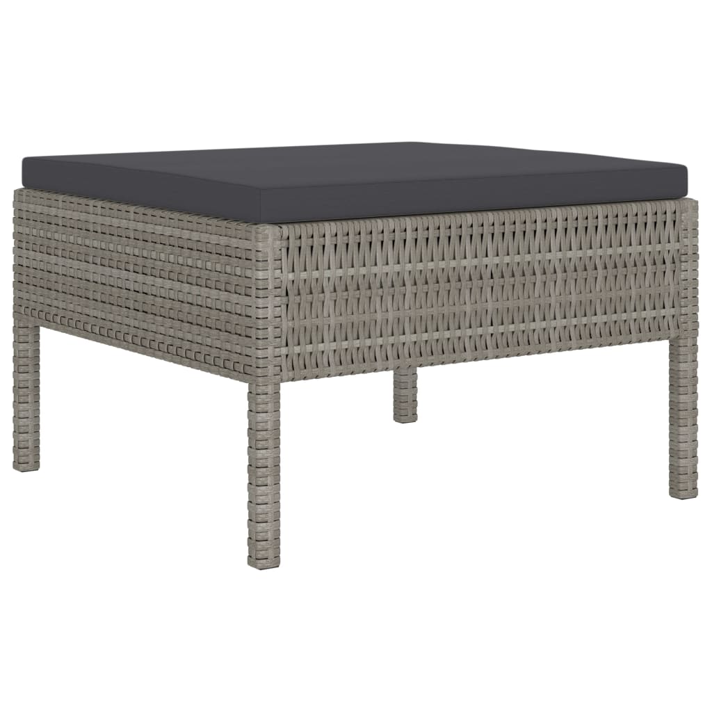 Set Divani Da Giardino 6 Pz Con Cuscini In Polyrattan Grigio