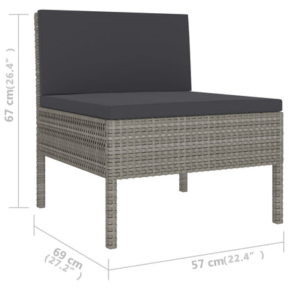 Set Divani Da Giardino 6 Pz Con Cuscini In Polyrattan Grigio