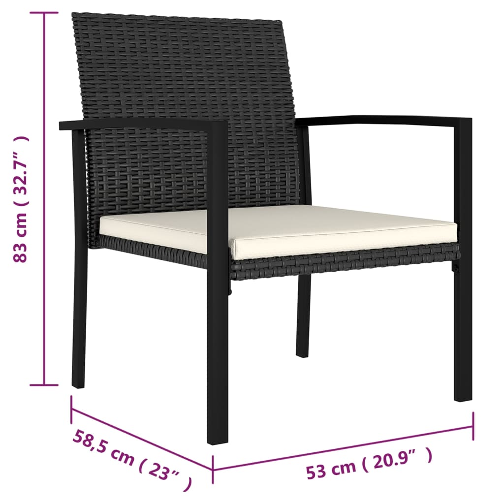 Sedie Da Pranzo Per Giardino 2 Pz In Polyrattan Nero