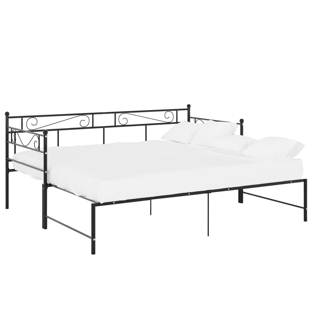 Telaio Divano Letto Estraibile Nero In Metallo 90x200 cm