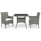 Set Mobili Da Pranzo Da Giardino 3 Pz Grigio Polyrattan E Vetro