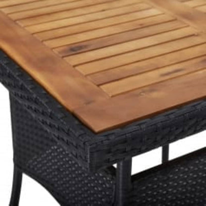 Set Mobili Da Pranzo Per Giardino 3 Pz Nero Polyrattan E Acacia