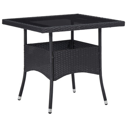 Set Mobili Da Pranzo Per Giardino 3 Pz Nero Polyrattan E Acacia