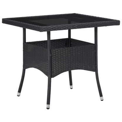 Set Mobili Da Pranzo Per Giardino 5 Pz Nero Polyrattan E Vetro