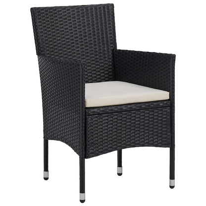 Set Mobili Da Pranzo Da Giardino 5 Pz Nero Polyrattan E Acacia