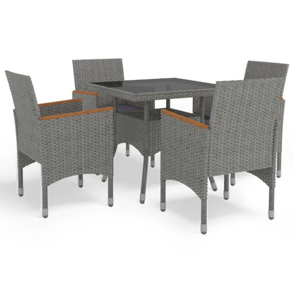 Set Mobili Da Pranzo Da Giardino 5 Pz Grigio Polyrattan Acacia