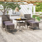 Set Pranzo Da Giardino 5 Pz Polyrattan E Vetro Temperato Grigio