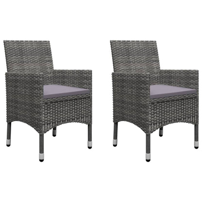 Set Bistrot Giardino 3 Pz Polyrattan E Vetro Temperato Grigio