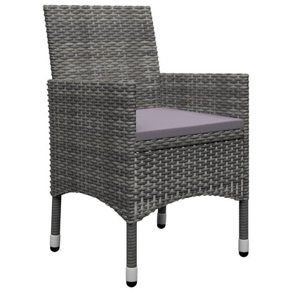 Set Bistrot Giardino 3 Pz Polyrattan E Vetro Temperato Grigio