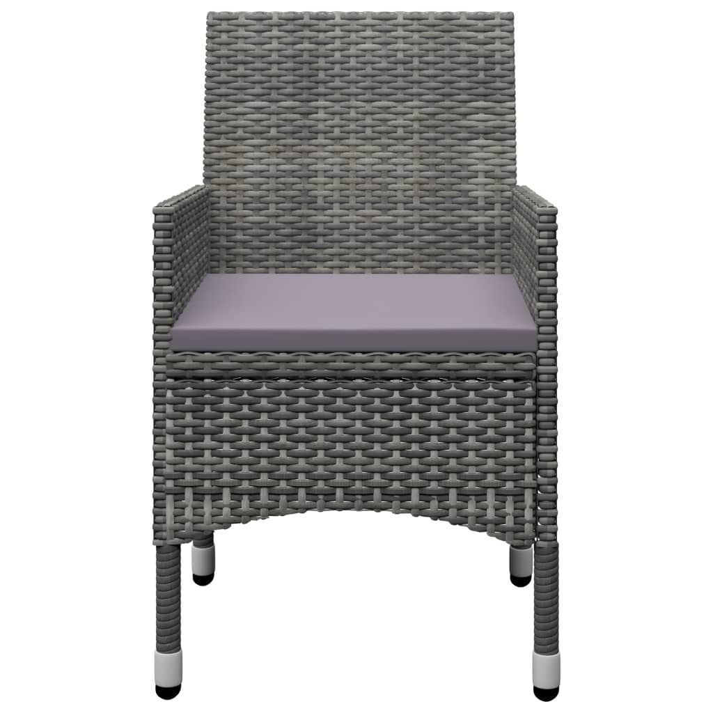 Set Bistrot Giardino 3 Pz Polyrattan E Vetro Temperato Grigio