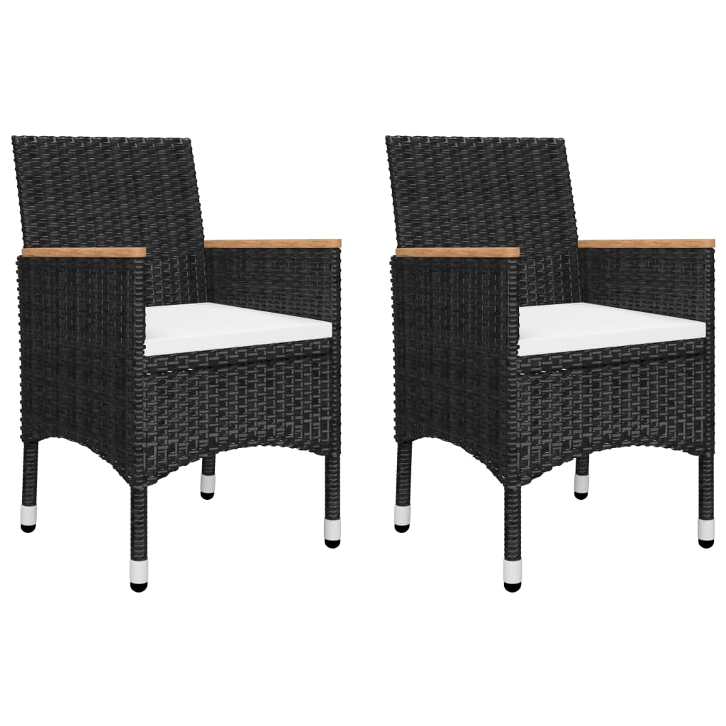 Set Da Bistrot Per Giardino 3 Pz In Polyrattan E Acacia Nero