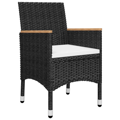 Set Da Bistrot Per Giardino 3 Pz In Polyrattan E Acacia Nero