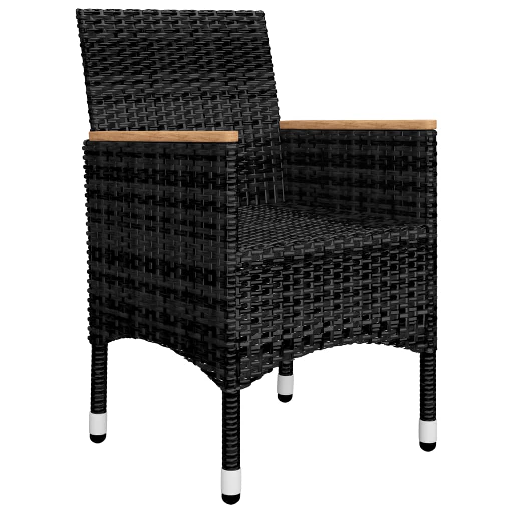 Set Da Bistrot Per Giardino 3 Pz In Polyrattan E Acacia Nero