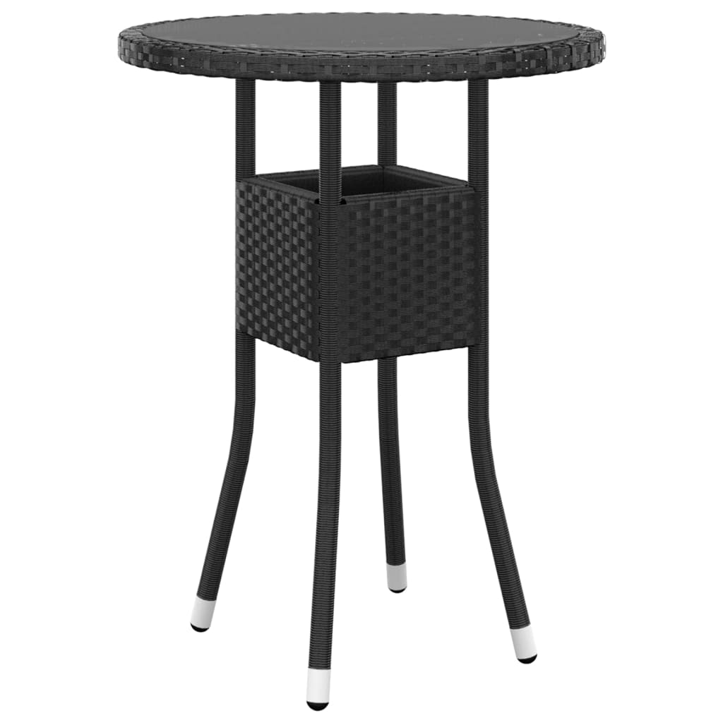 Set Da Pranzo Per Giardino 3 Pz In Polyrattan Nero