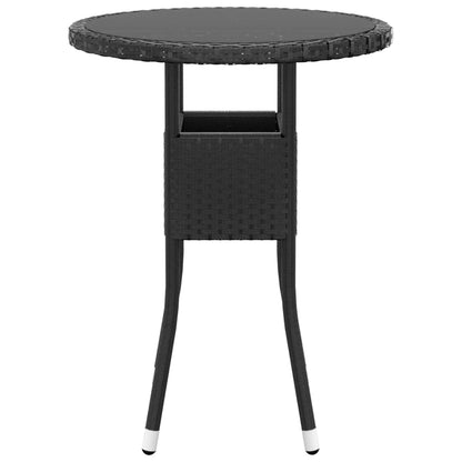 Set Da Pranzo Per Giardino 3 Pz In Polyrattan Nero