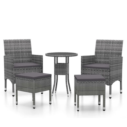 Set Divani Da Giardino 5 Pz In Polyrattan Grigio