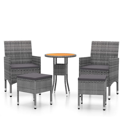 Set Divani Da Giardino 5 Pz In Polyrattan Grigio