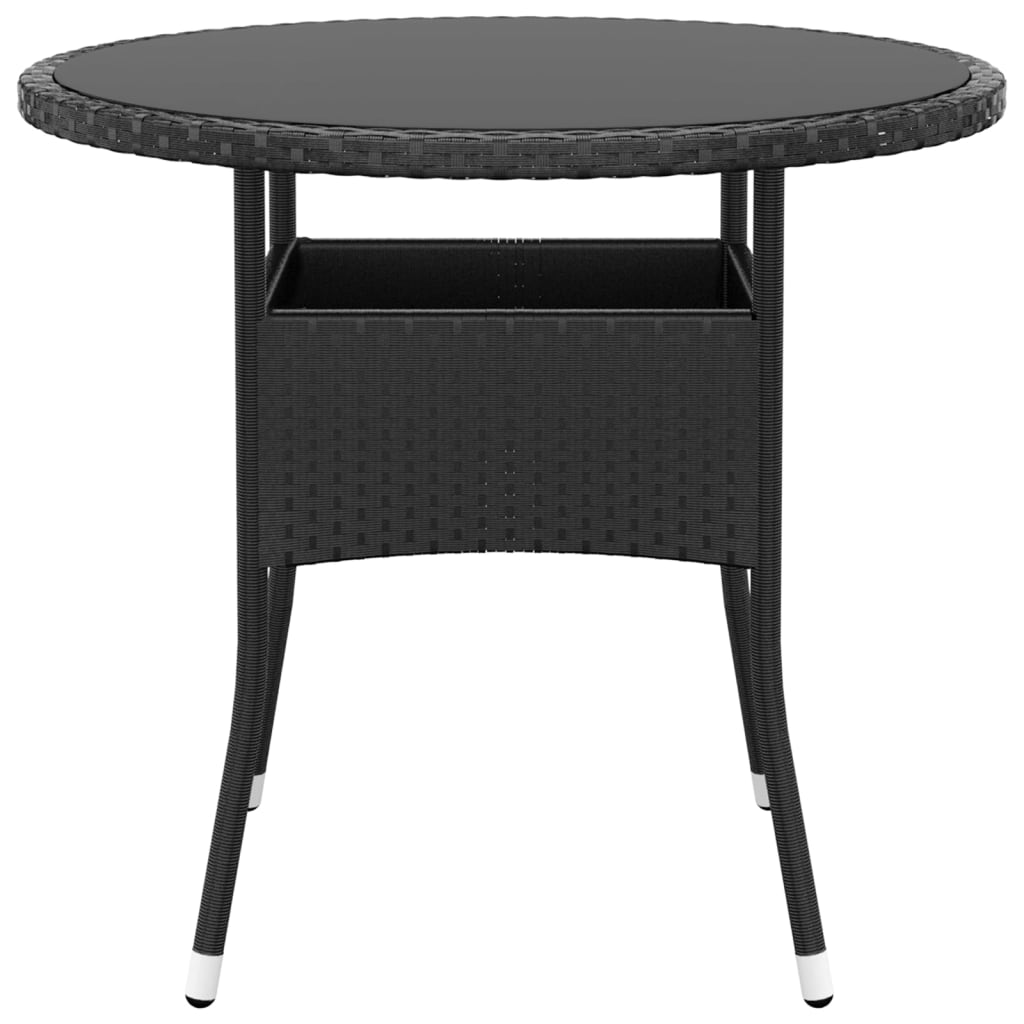 Set Da Pranzo Per Giardino 3 Pz In Polyrattan Nero