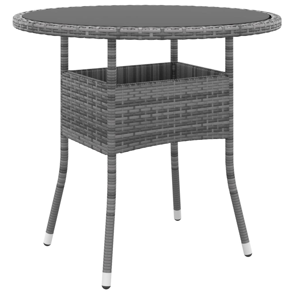 Set Da Pranzo Per Giardino 3 Pz In Polyrattan Grigio