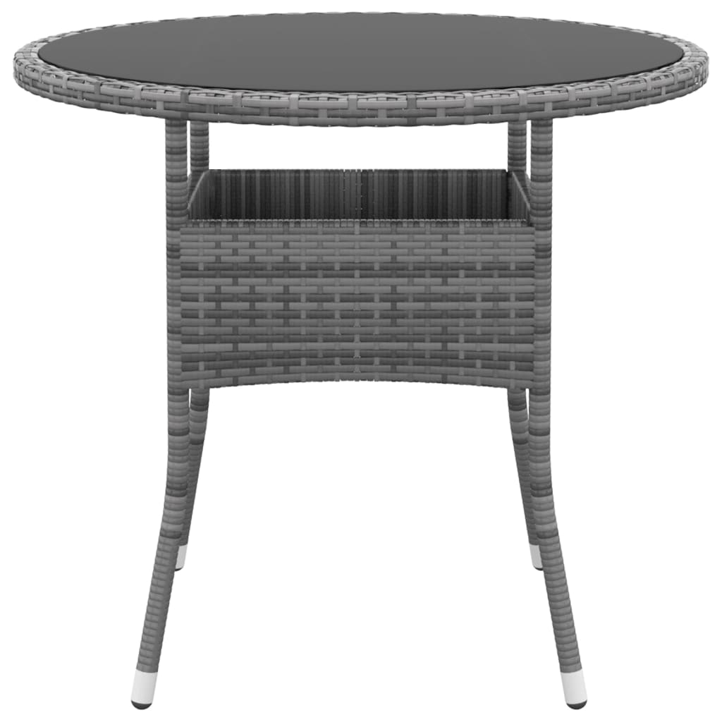 Set Da Pranzo Per Giardino 3 Pz In Polyrattan Grigio