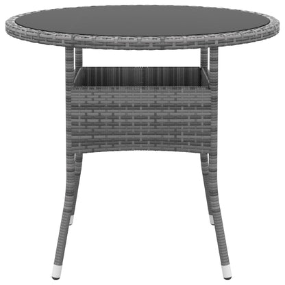 Set Da Pranzo Per Giardino 3 Pz In Polyrattan Grigio