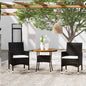 Set Da Pranzo Per Giardino 3 Pz In Polyrattan Nero