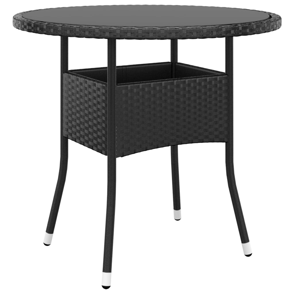 Set Da Pranzo Per Giardino 3 Pz In Polyrattan Nero