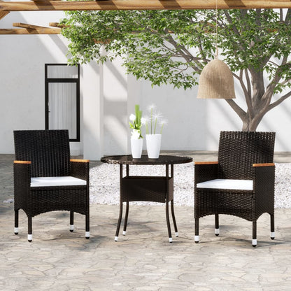 Set Da Pranzo Per Giardino 3 Pz In Polyrattan Nero