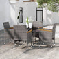 Set Da Pranzo Per Giardino 5 Pz In Polyrattan Grigio