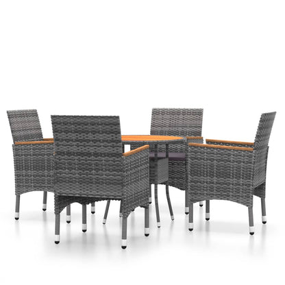 Set Da Pranzo Per Giardino 5 Pz In Polyrattan Grigio