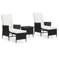 Set Divani Da Giardino 3 Pz Con Cuscini In Polyrattan Nero