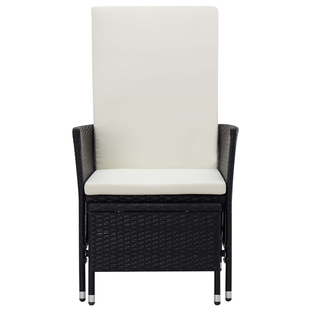 Set Divani Da Giardino 3 Pz Con Cuscini In Polyrattan Nero