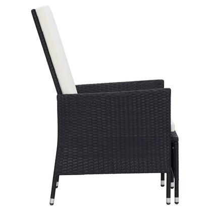 Set Divani Da Giardino 3 Pz Con Cuscini In Polyrattan Nero