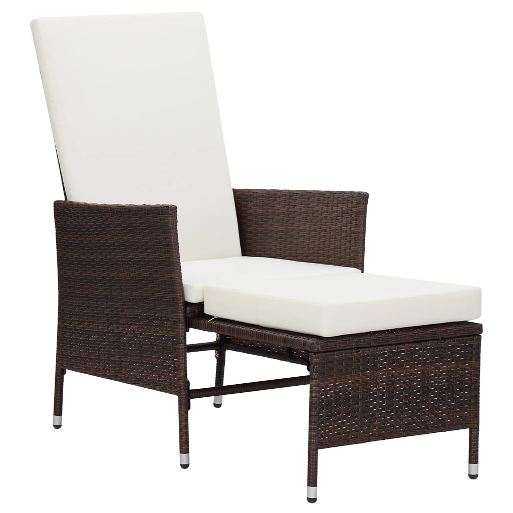 Set Divani Da Giardino 3 Pz Con Cuscini In Polyrattan Marrone