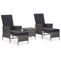 Set Divani Da Giardino 3 Pz Con Cuscini In Polyrattan Grigio