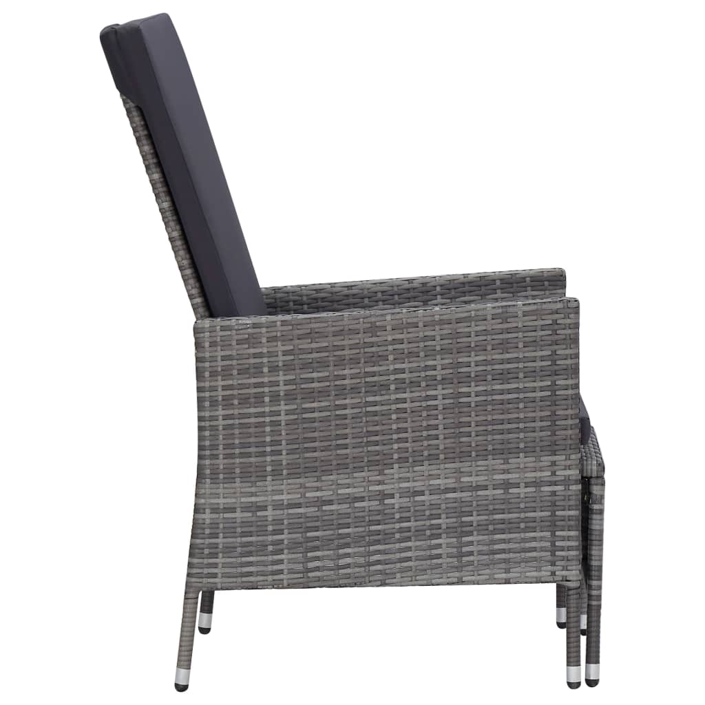 Set Divani Da Giardino 3 Pz Con Cuscini In Polyrattan Grigio