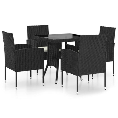 Set Mobili Da Pranzo Per Giardino 5 Pz In Polyrattan Nero