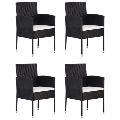 Set Mobili Da Pranzo Per Giardino 5 Pz In Polyrattan Nero