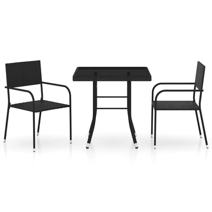 Set Da Pranzo Da Giardino 3 Pz In Polyrattan Nero