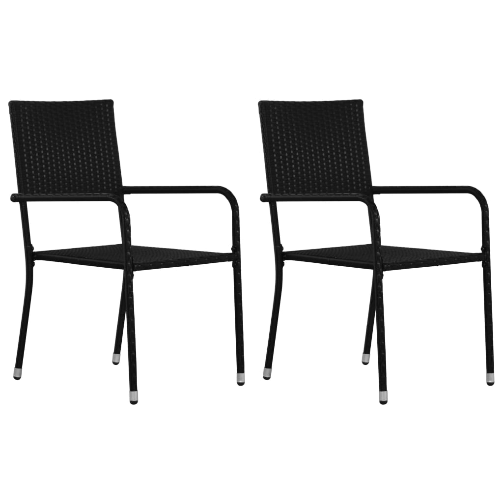 Set Da Pranzo Da Giardino 3 Pz In Polyrattan Nero