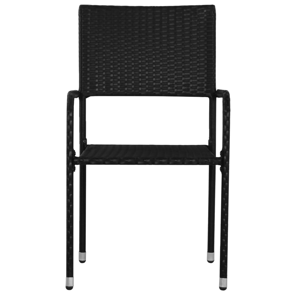 Set Da Pranzo Da Giardino 3 Pz In Polyrattan Nero